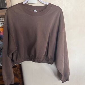 ALO Yoga Chocolate Brown Cropped Sweatshirt
